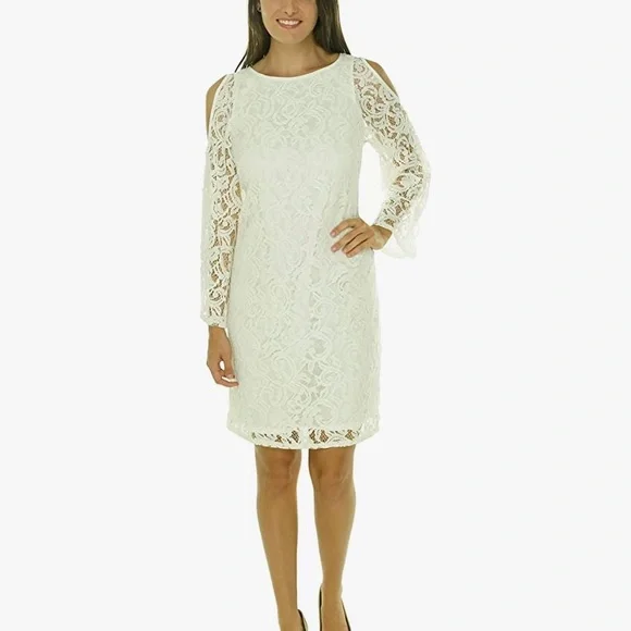 white midi dress lace L